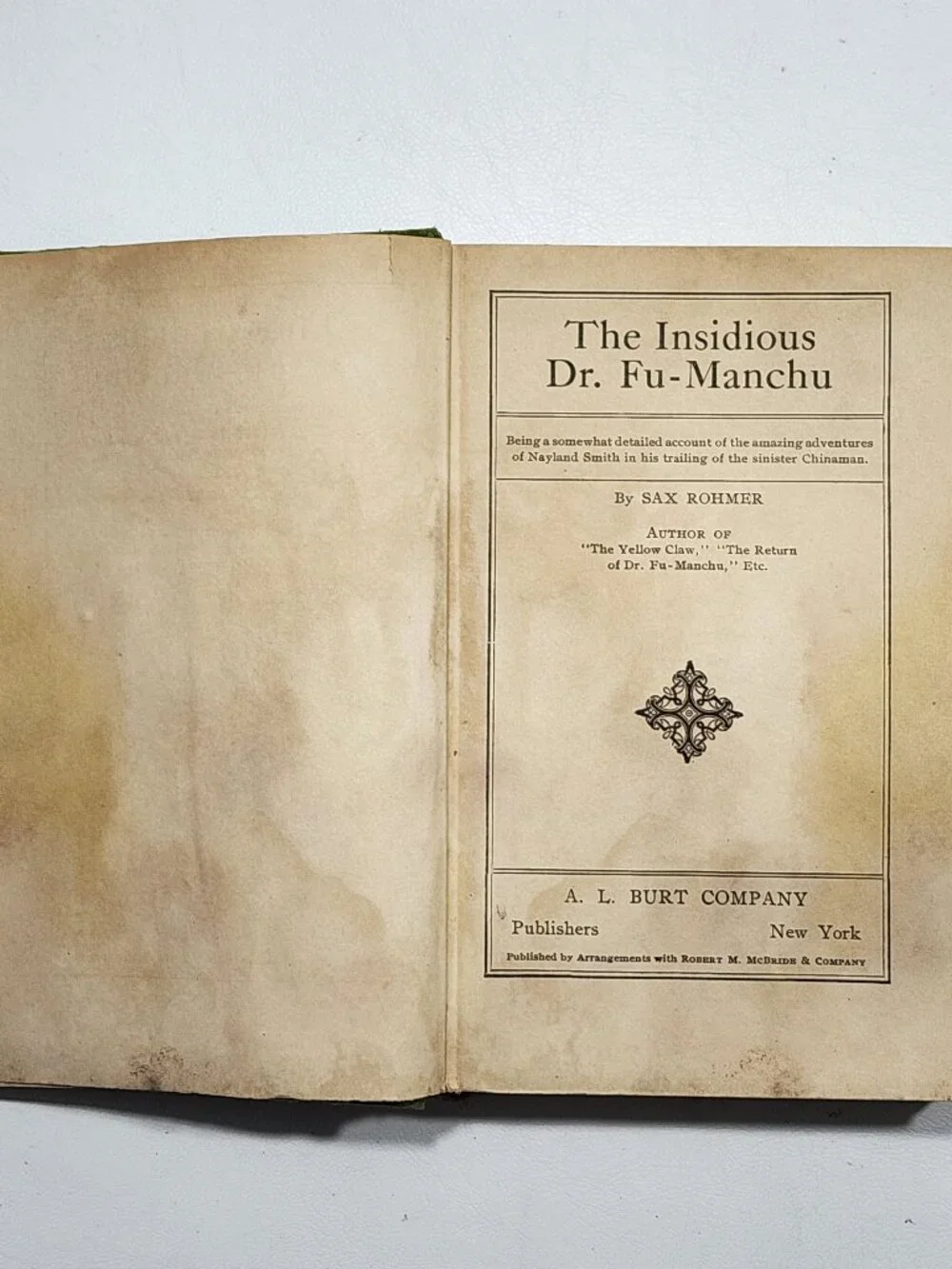 The Insidious Dr. Fu-Manchu by Sax Rohmer 1913HC 2nd Printing RARE